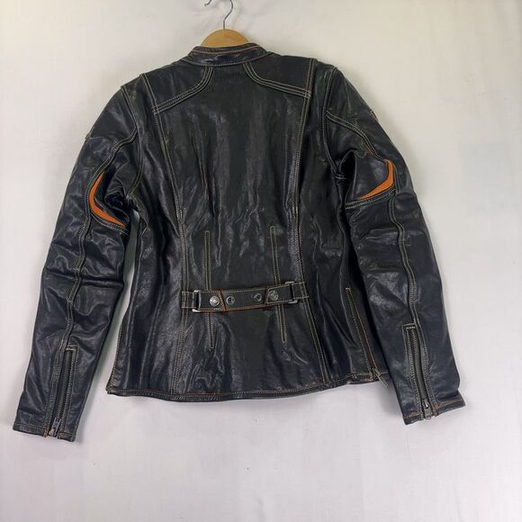 Harley-Davidson Black and Orange Women's Harker Perforated Jacket - Picture 6 of 8